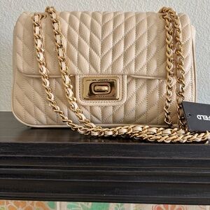 NWT Karl Lagerfeld Agyness Leather Shoulder/Crossbody bag in Cream